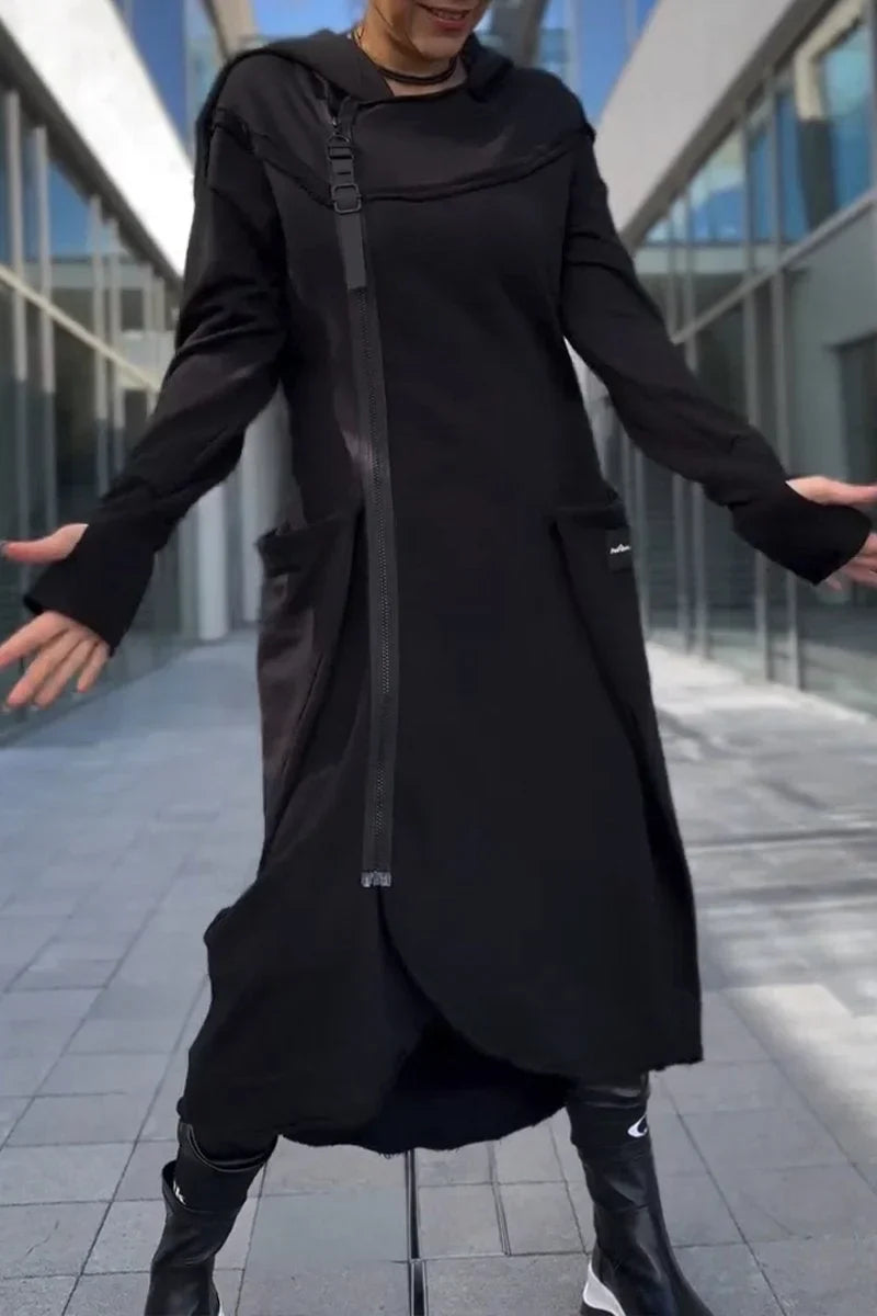 MANA™ | LANGE HOODIE MET RITSLUITING IN LICHTE EN ADEMENDE STOFFEN