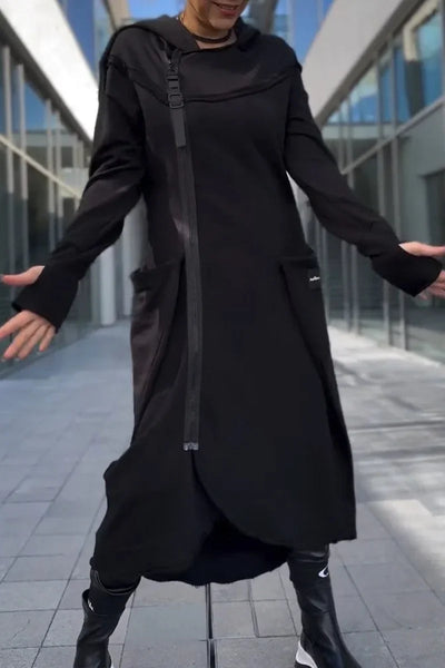 MANA™ | LANGE HOODIE MET RITSLUITING IN LICHTE EN ADEMENDE STOFFEN
