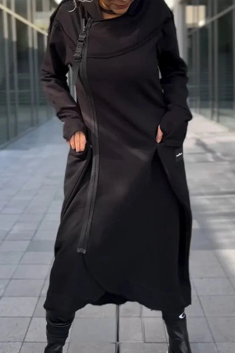 MANA™ | LANGE HOODIE MET RITSLUITING IN LICHTE EN ADEMENDE STOFFEN