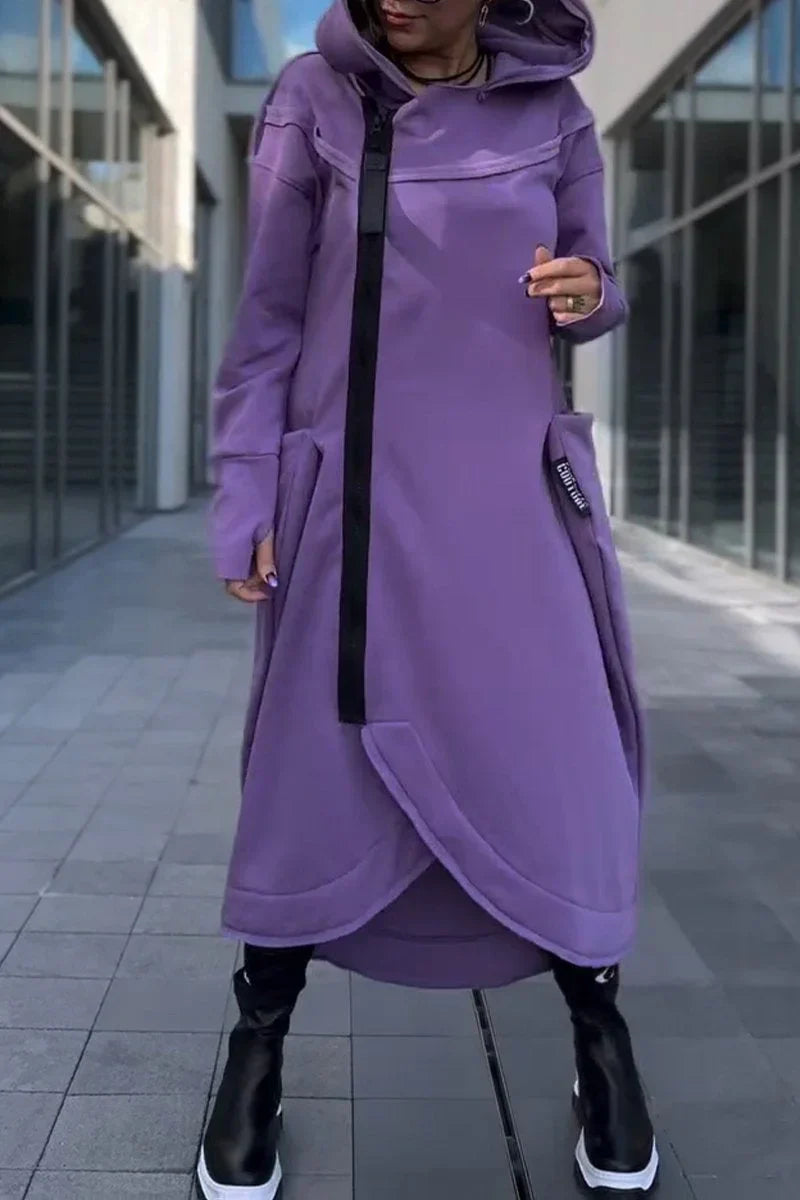 MANA™ | LANGE HOODIE MET RITSLUITING IN LICHTE EN ADEMENDE STOFFEN