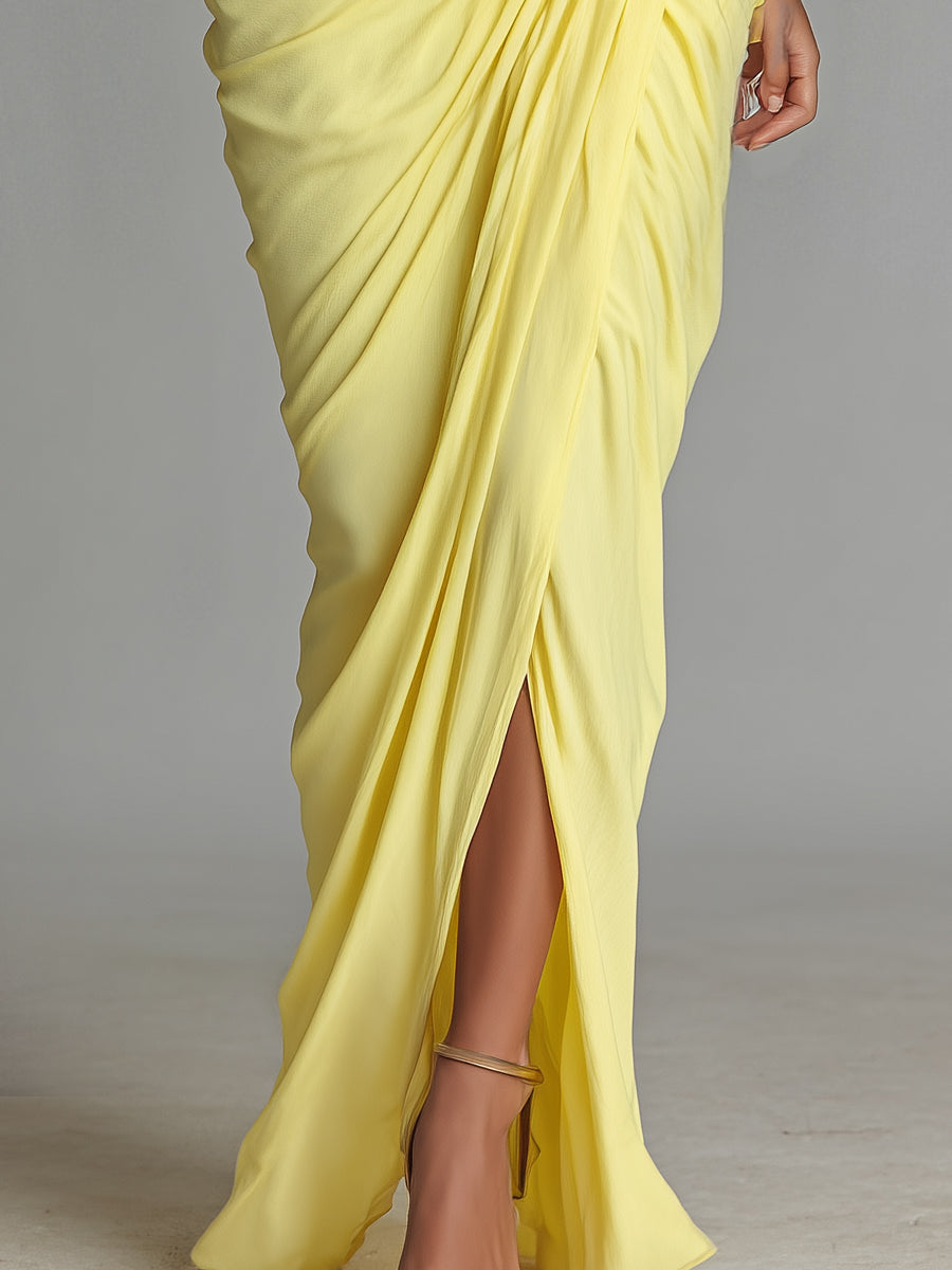 Maxi Jurk Comfortabel in Felle Gele Mix