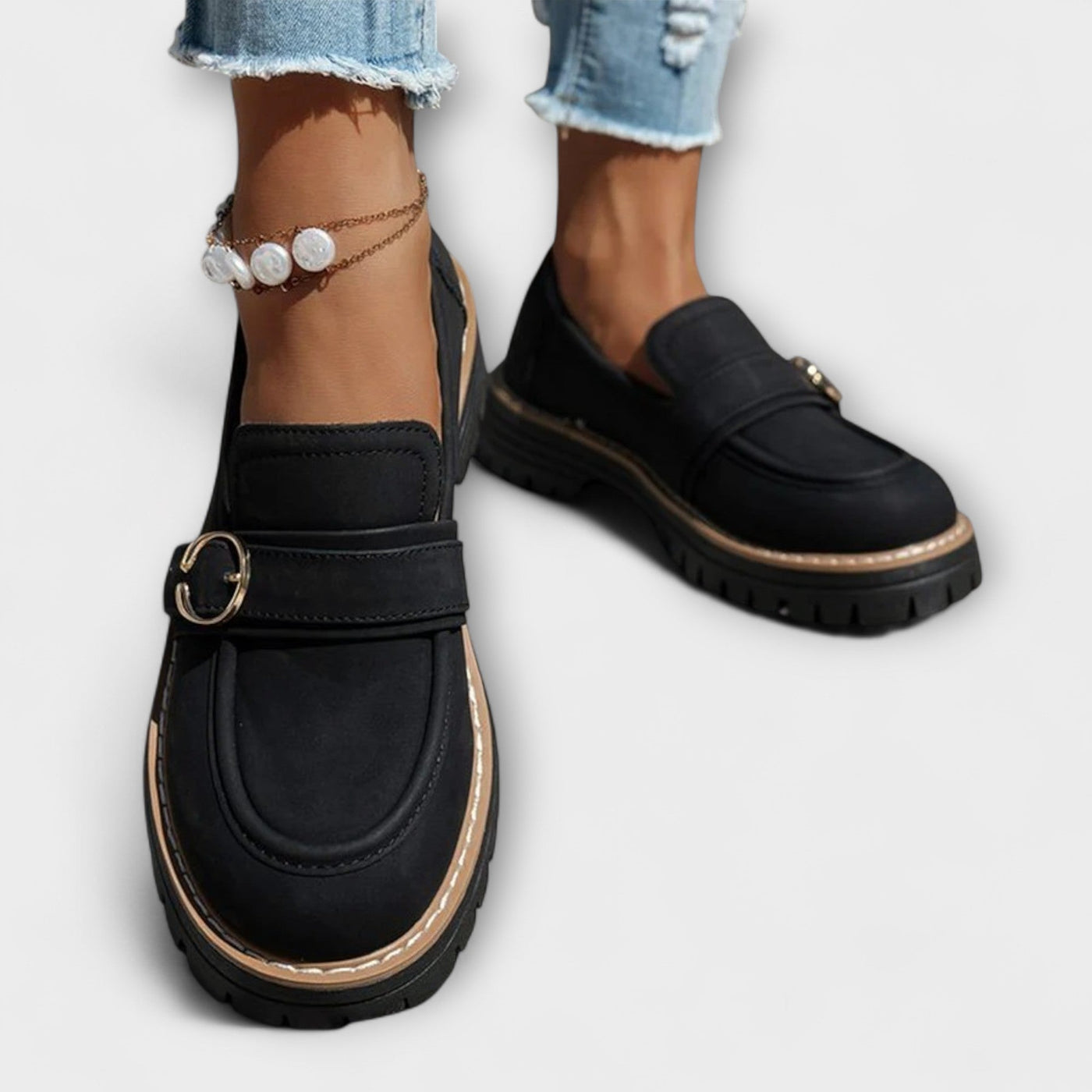 Lora – Casual Mocassins met Ronde Neus