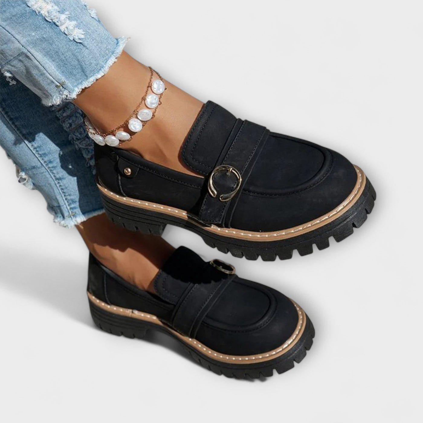Lora – Casual Mocassins met Ronde Neus