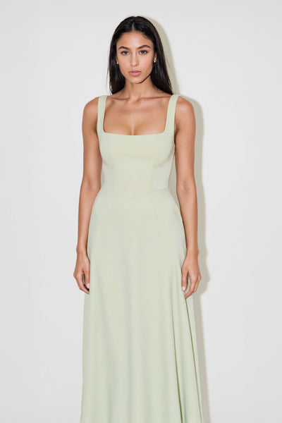 NOMI™ | Midi-jurk met vierkante halslijn