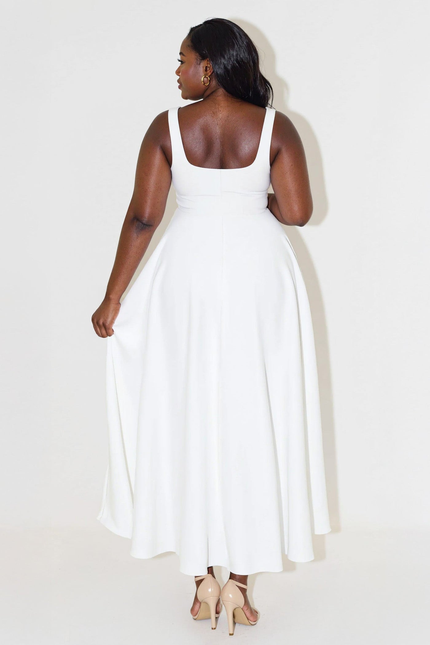 NOMI™ | Midi-jurk met vierkante halslijn