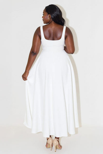 NOMI™ | Midi-jurk met vierkante halslijn