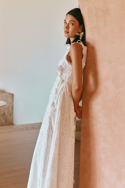 NOMI™ | Maxijurk met Borduursel – Romantisch Wit voor de Zomer en Ceremonies