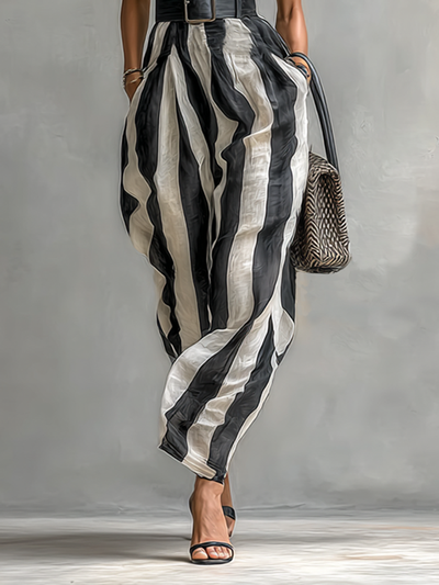 Maxi Jurk van Chiffon met Hoge Hals en Korte Mouwen