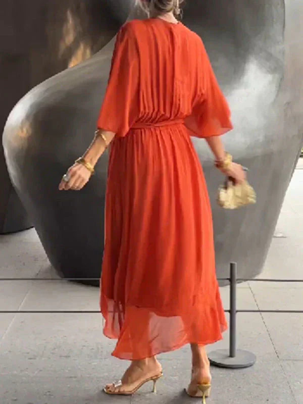 GINEVRA | Elegante Lange Jurk met Vrouwelijke Halslijn