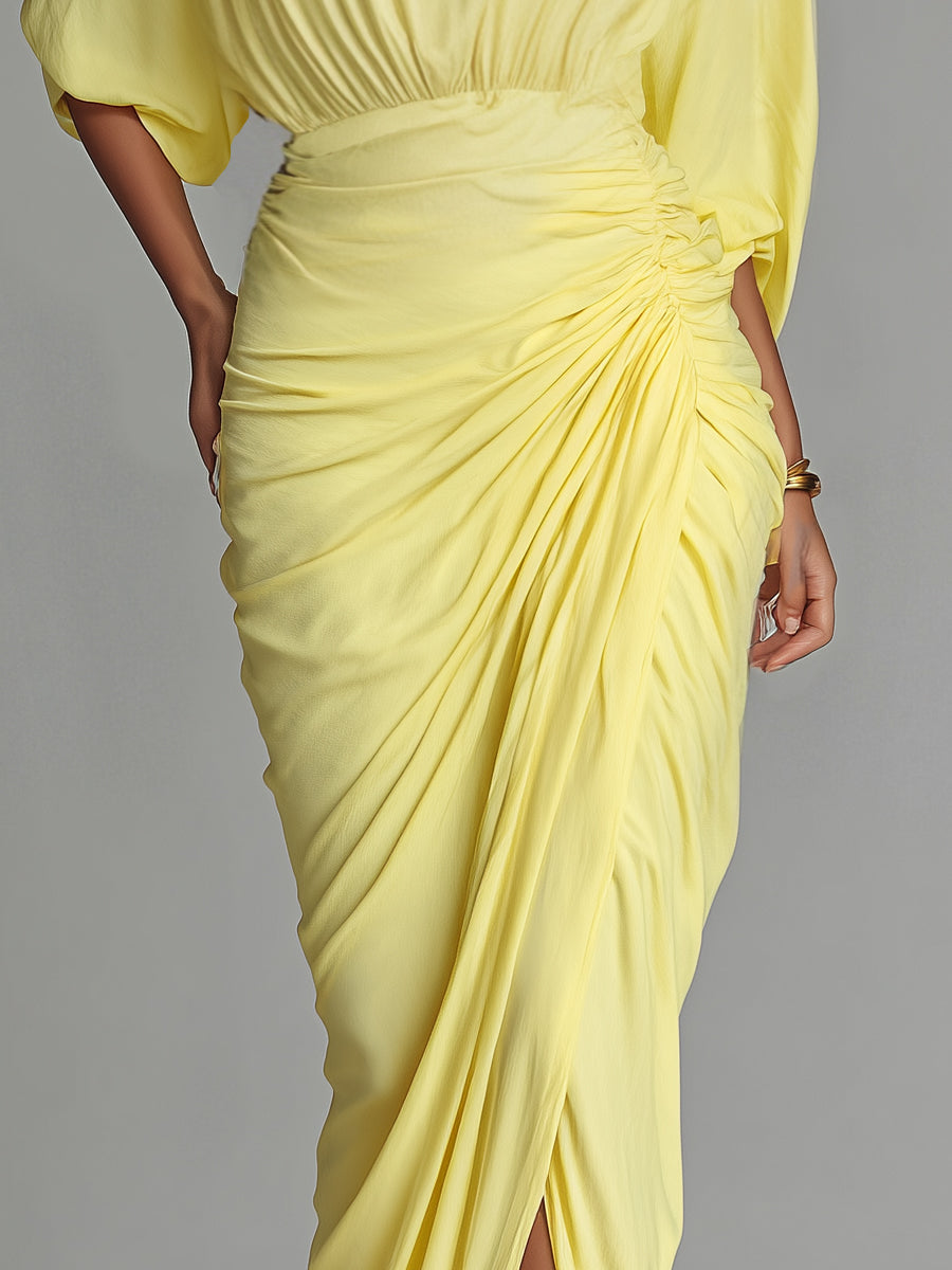 Maxi Jurk Comfortabel in Felle Gele Mix