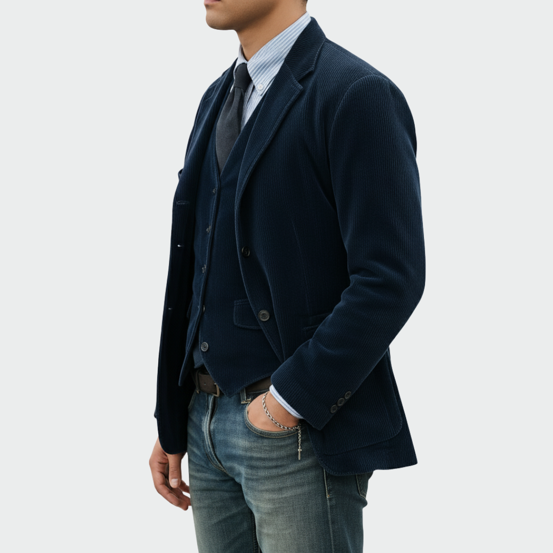 Tommy™ | 2-delig Set: Blazer en Gilet van Velours
