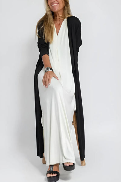 ANNE | Elegante lange jurk + bijpassend cardigan CADEAU