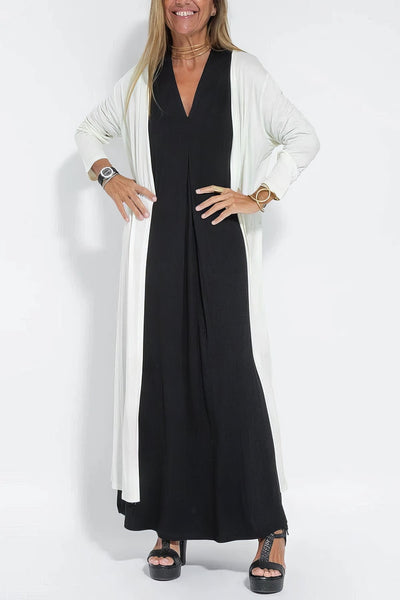 ANNE | Elegante lange jurk + bijpassend cardigan CADEAU