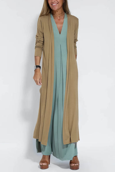 ANNE | Elegante lange jurk + bijpassend cardigan CADEAU